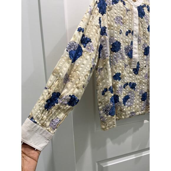 Tory Burch Floral Print Tunic Long Sleeves Top Sz M - Picture 5 of 8